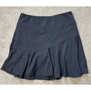Ibkul Pleated Pull On Flounce Skort Womens Small Pocket Pickleball Golf Black